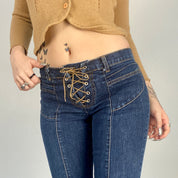 Y2k Lace Up Denim Flares