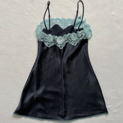 Navy baby blue lace slip