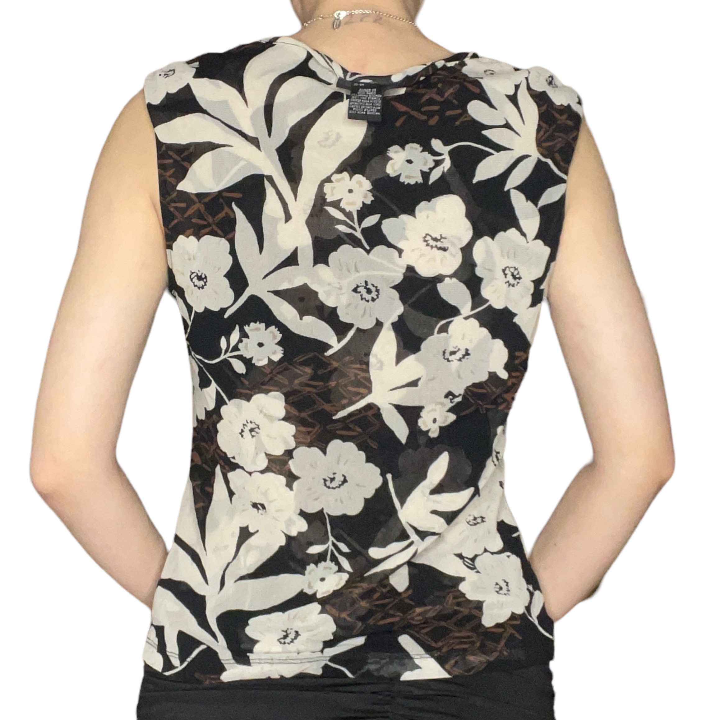 Double mesh floral top