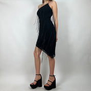 Vintage 90s Beaded Flapper Black Dress (S)
