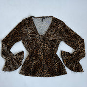 90s leopard velvet bell sleeve