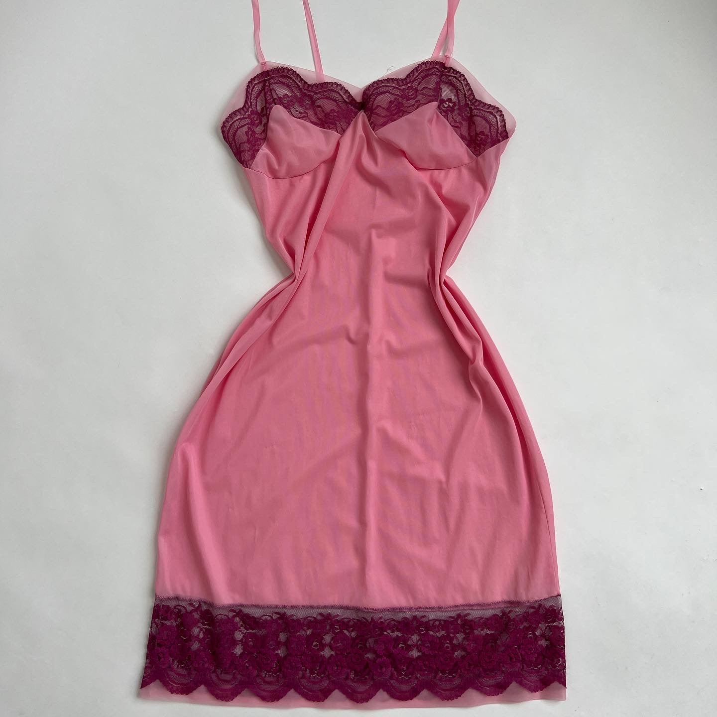 Vintage pink sheer midi slip