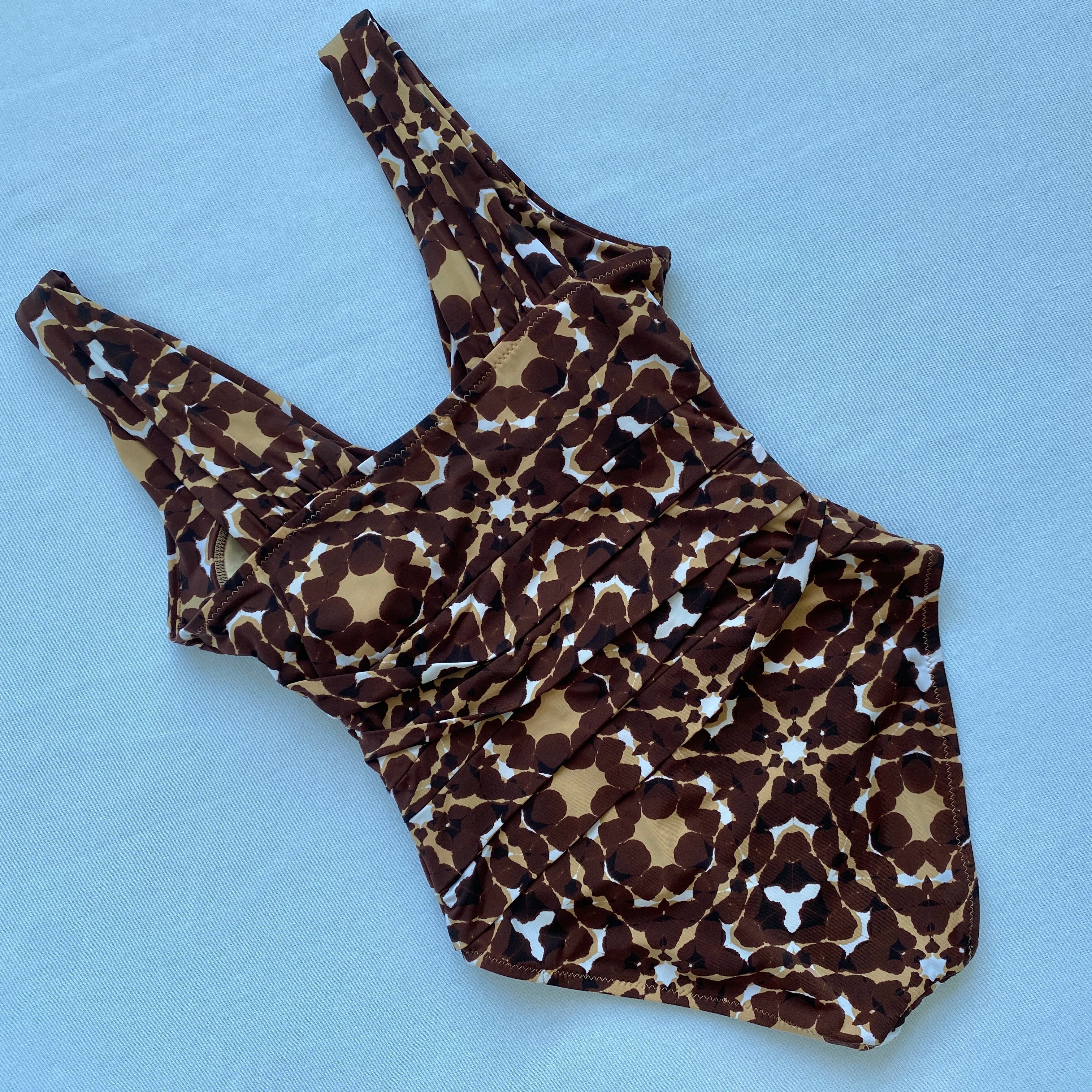 Abstract brown print swimsuit
