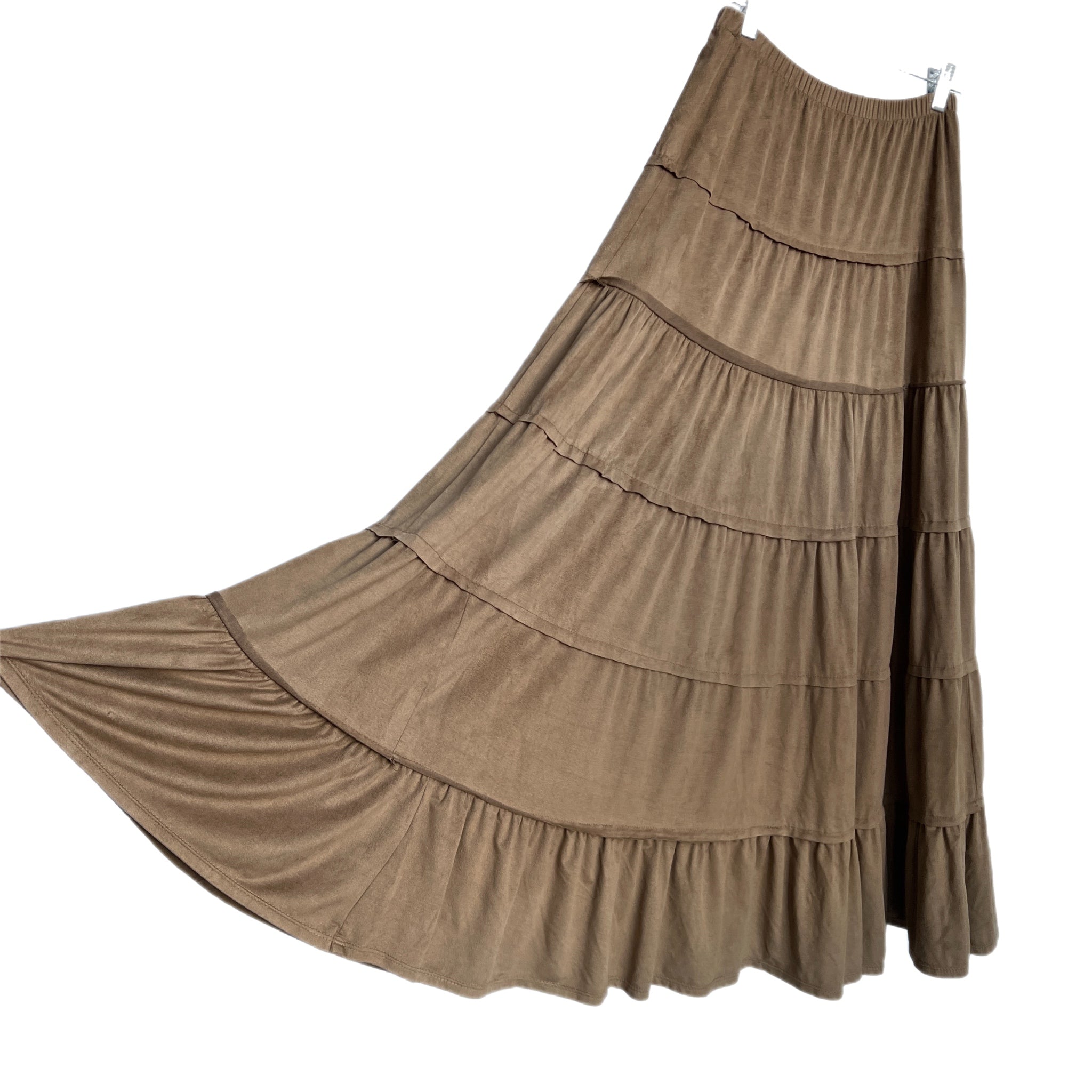 Beige tiered maxi skirt