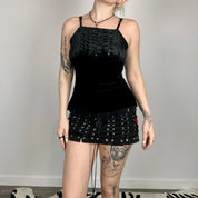 Y2k Velour Sequin Lace Trim Cami