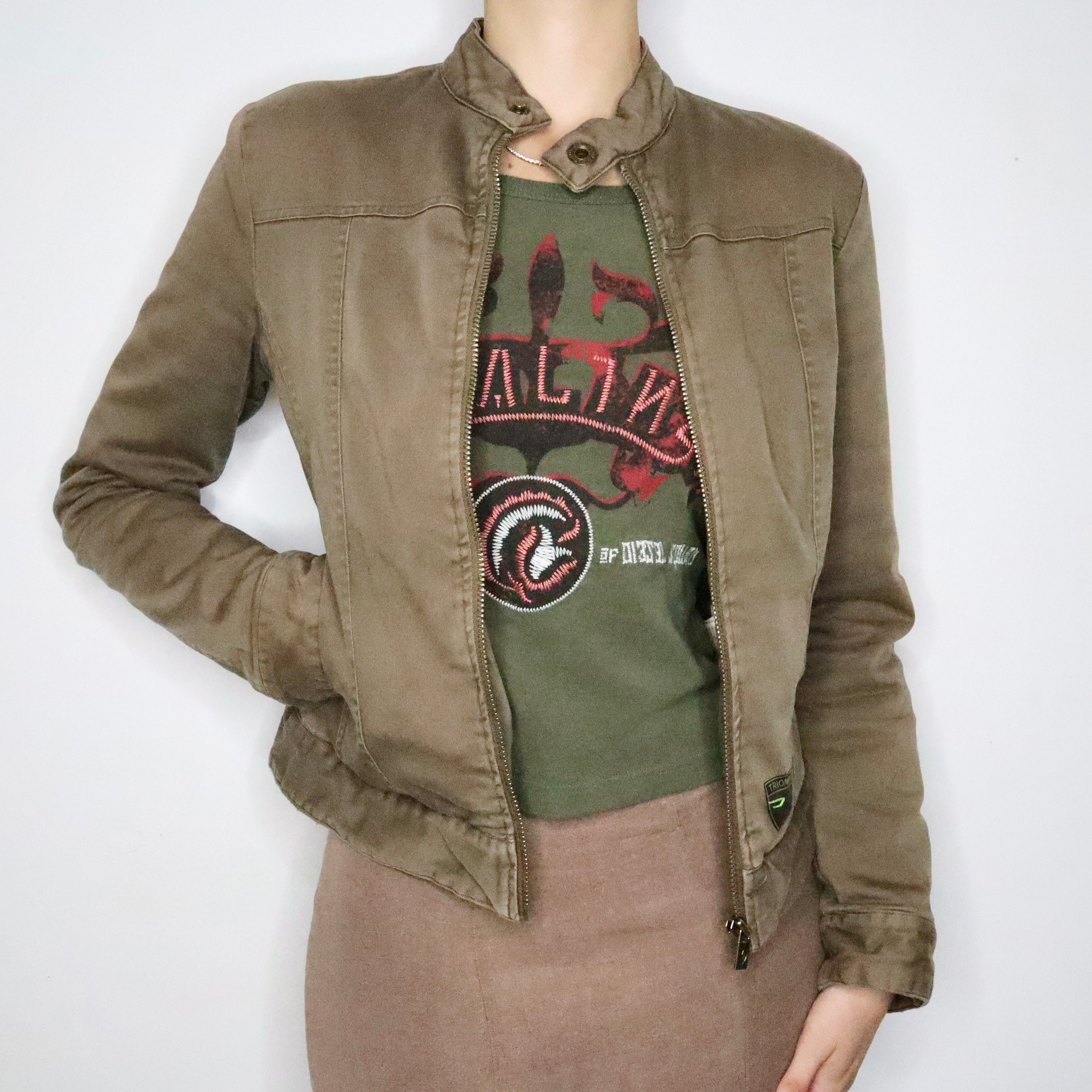 Diesel Khaki Green Moto Jacket (Medium)