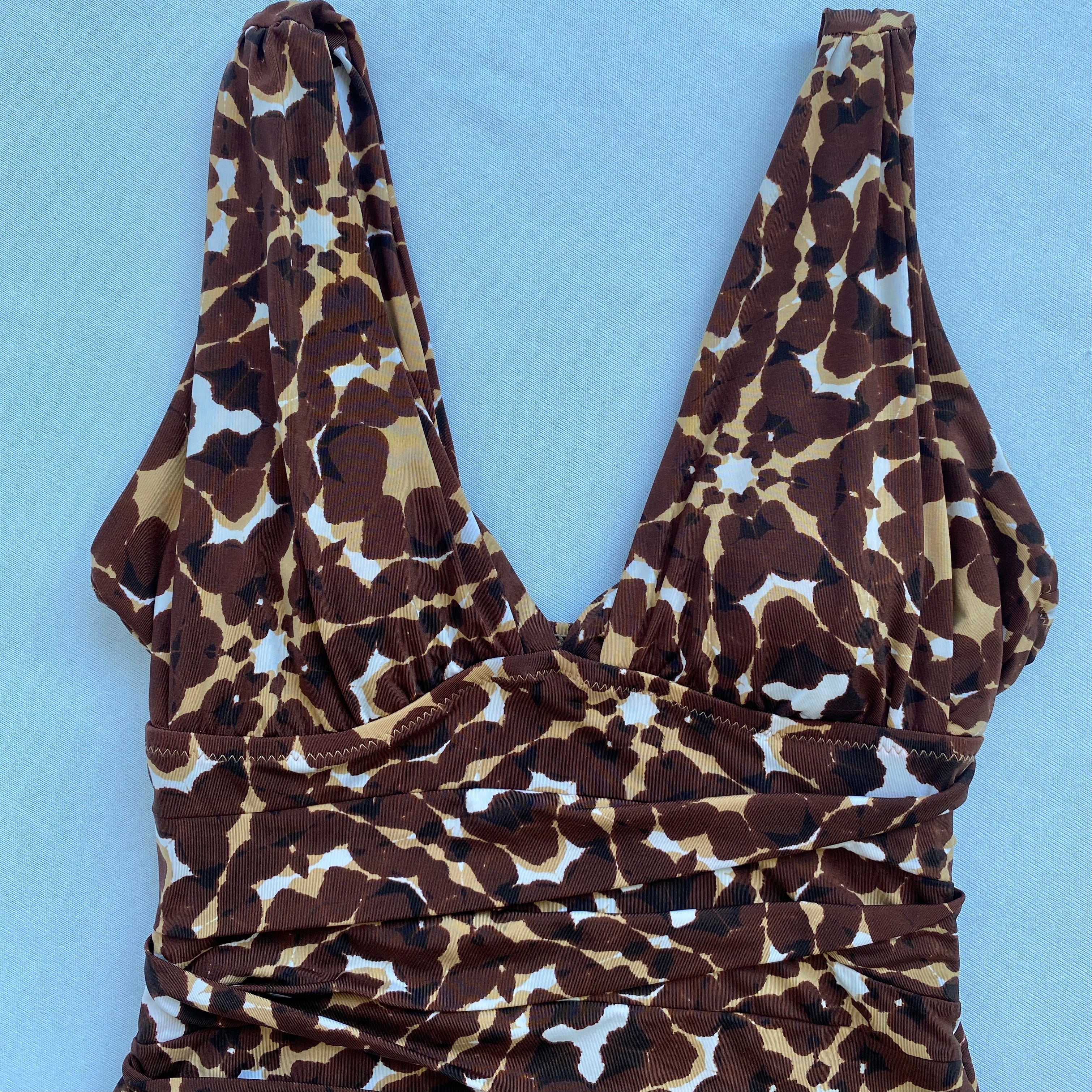 Abstract brown print swimsuit