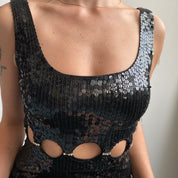 Vintage circle cut sequin dress