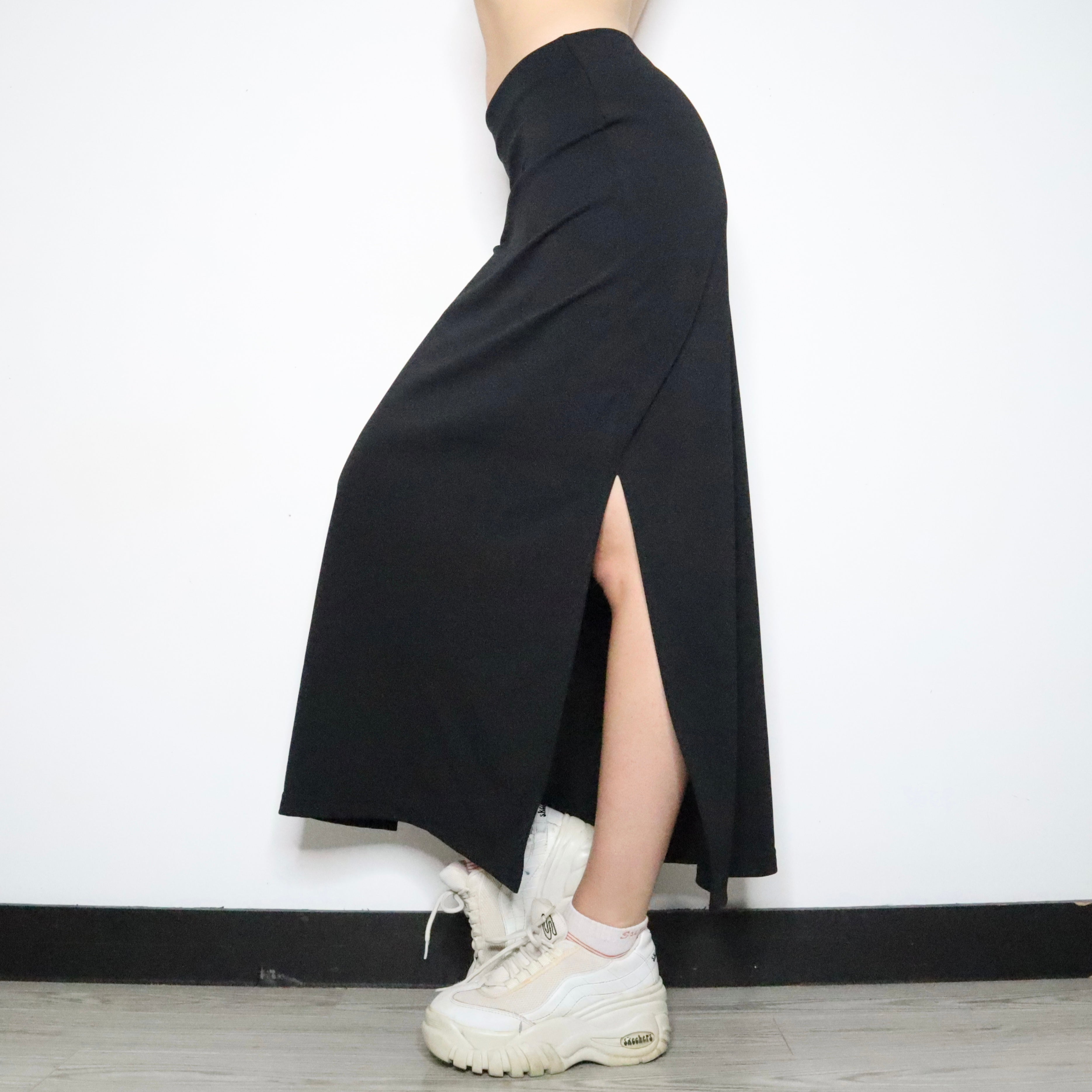 Black Slit Maxi Skirt (Small)
