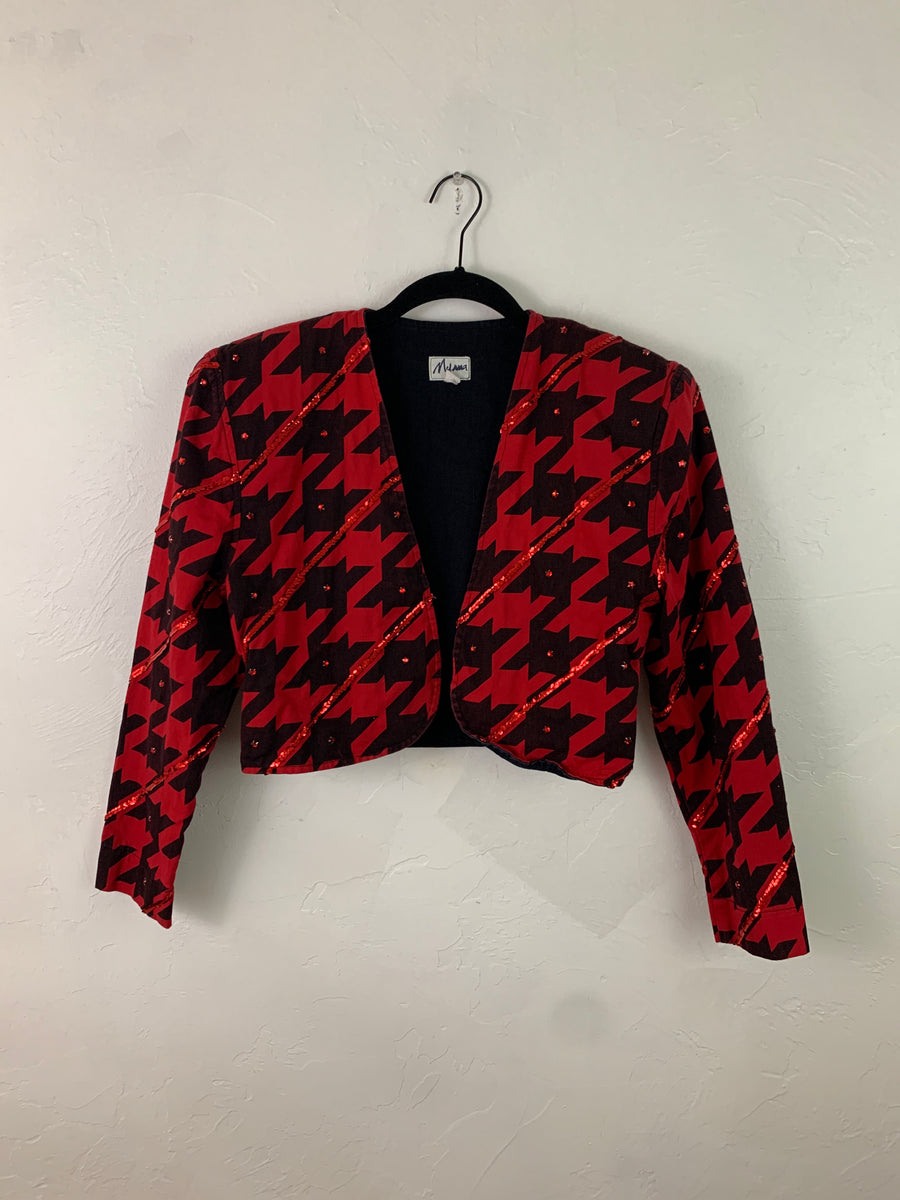 Deep red patterned jacket