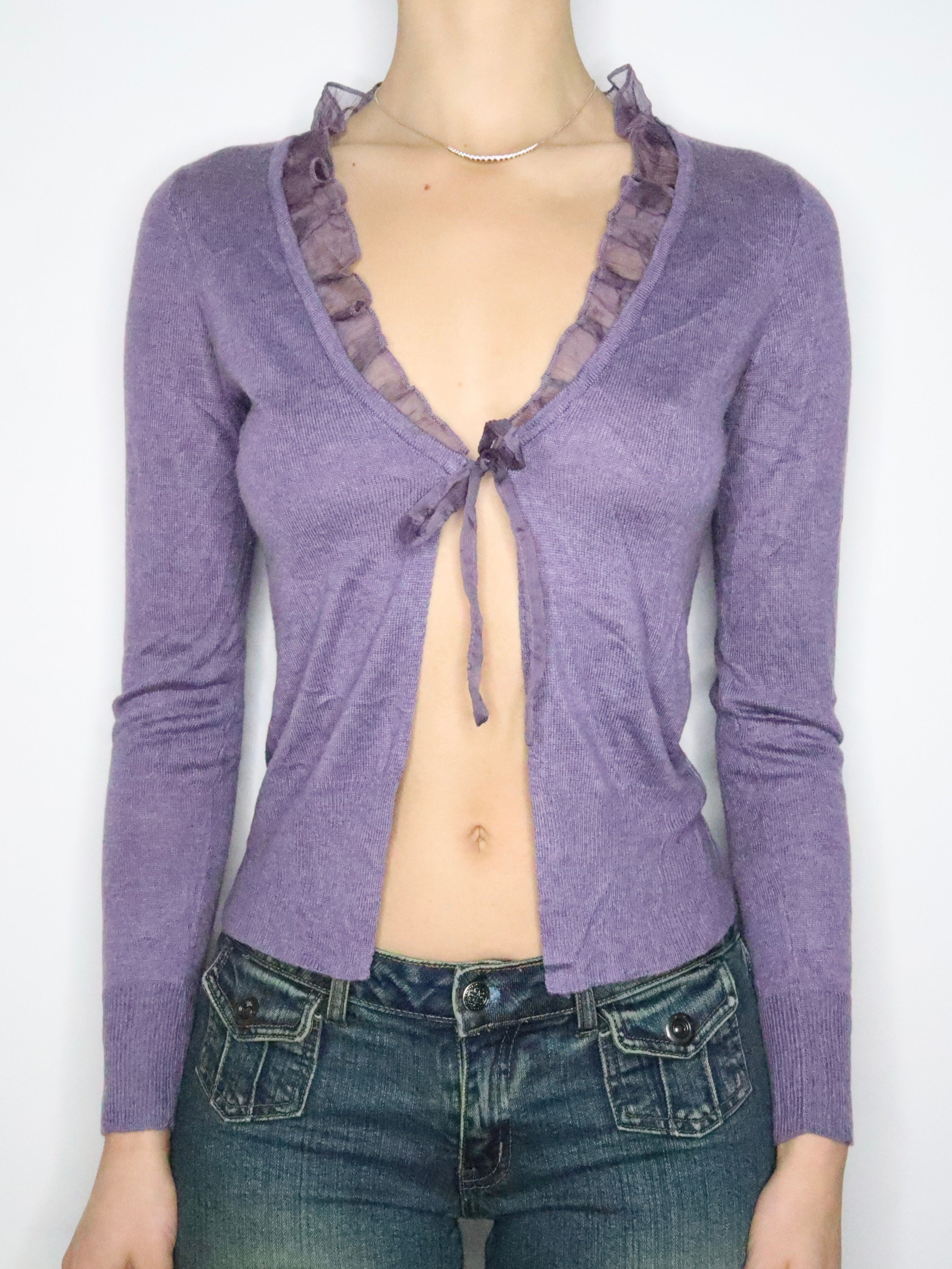 Purple Tie Up Cardigan (Small) 