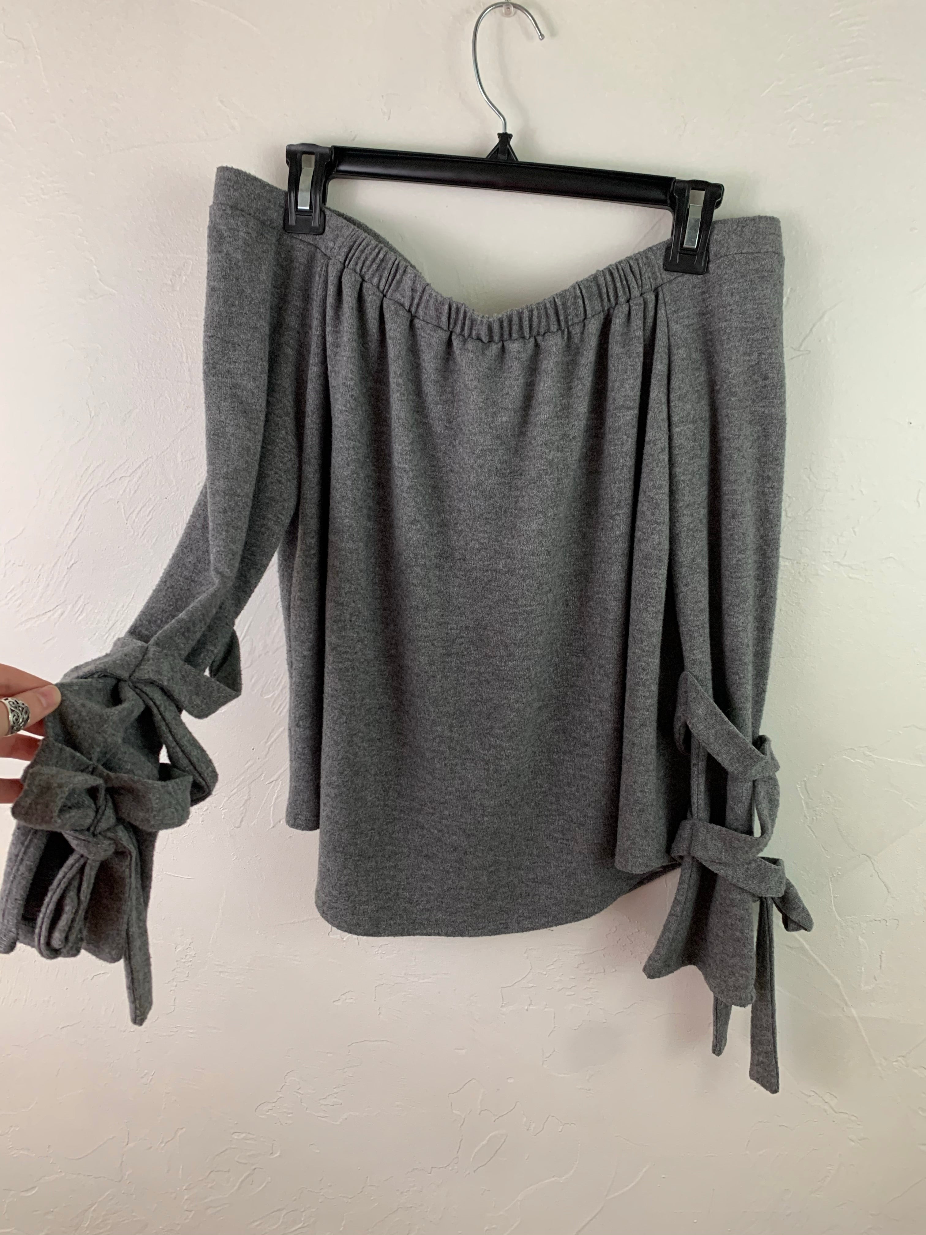 Gray off the shoulder top