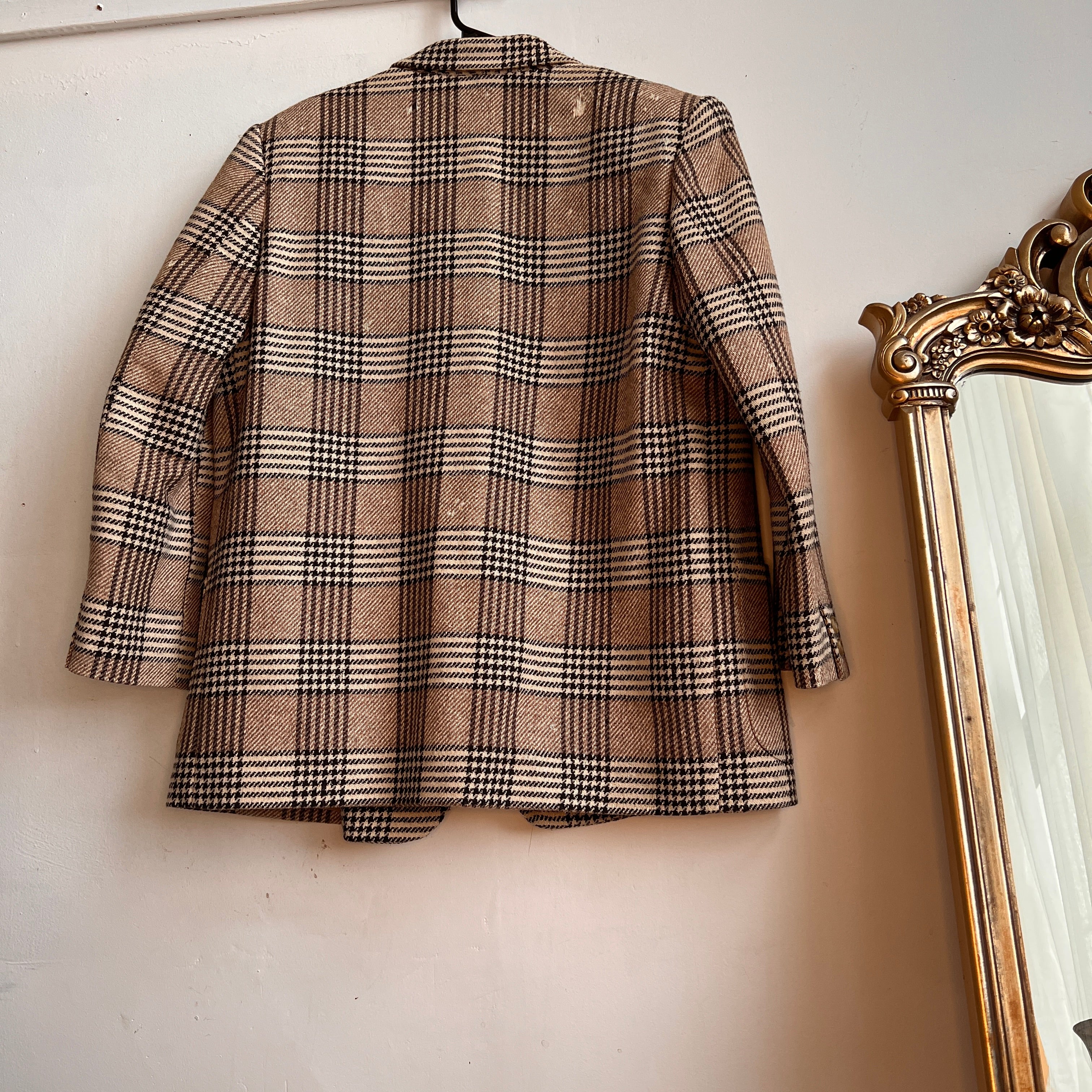 80s plaid wool /silk blazer
