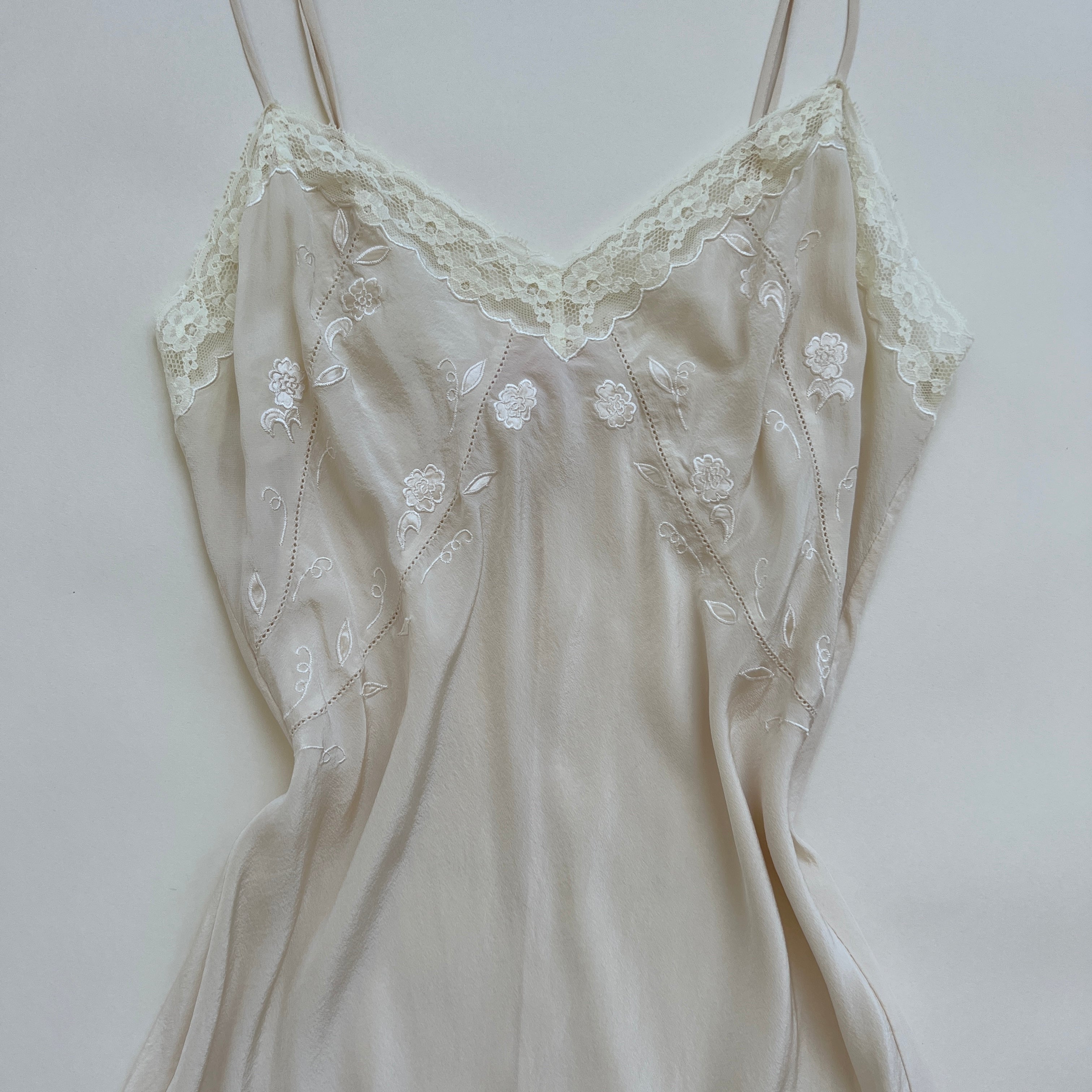 Ivory silk midi slip