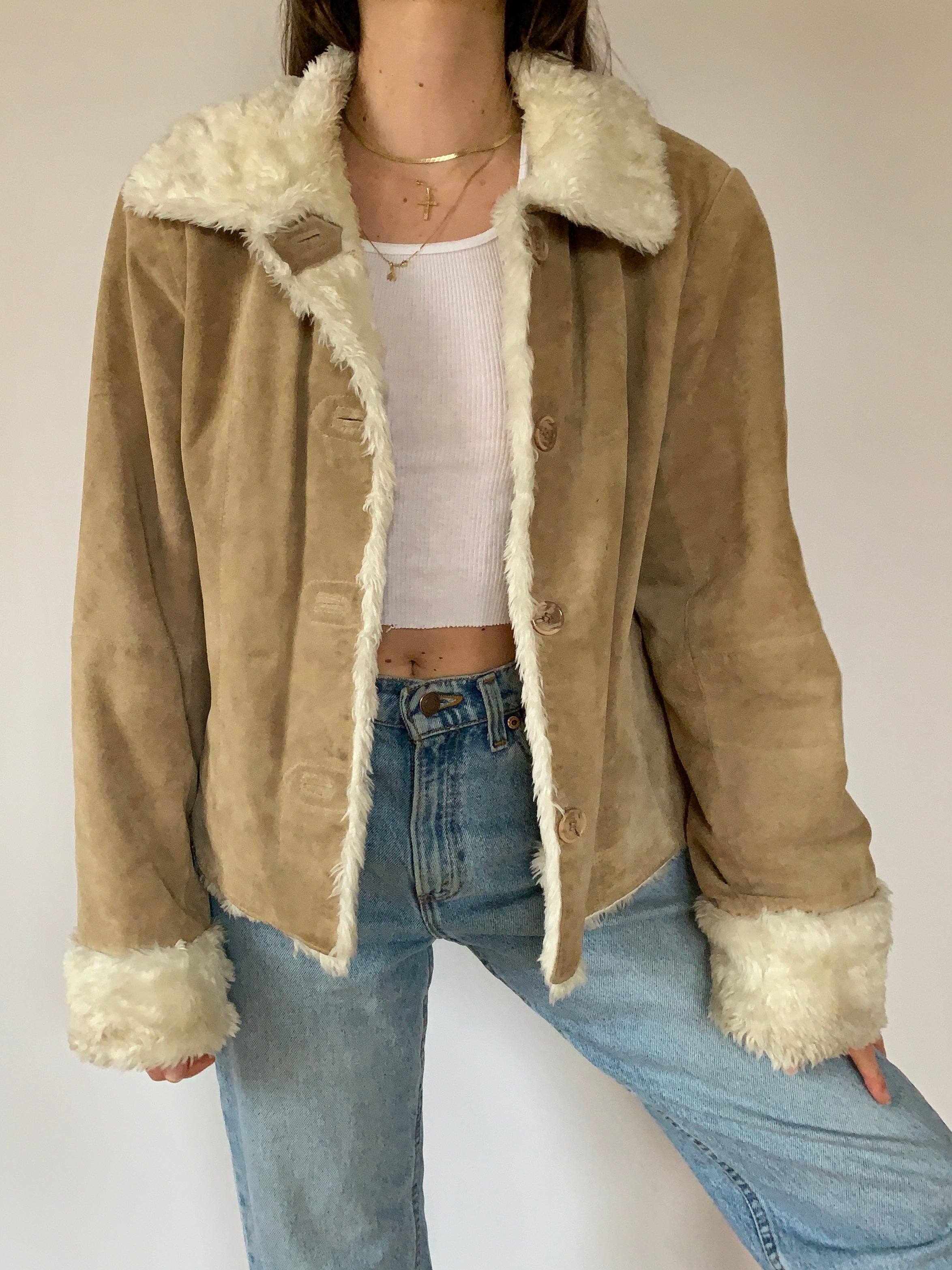 Vintage 1990s Faux Fur & Suede