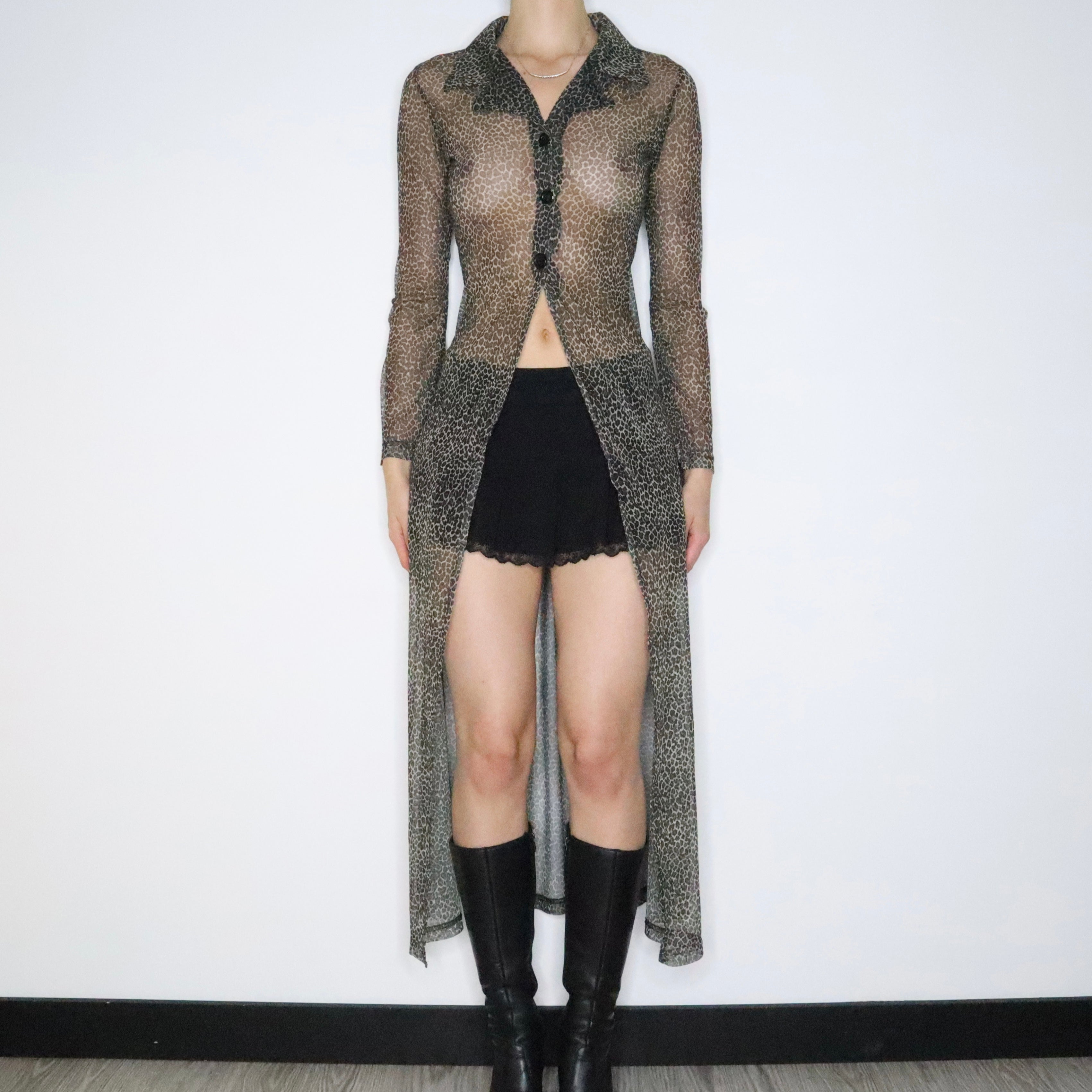 Mesh Leopard Print Duster (Medium)