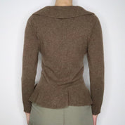 Brown Cashmere Ruffle Cardigan (S-M)
