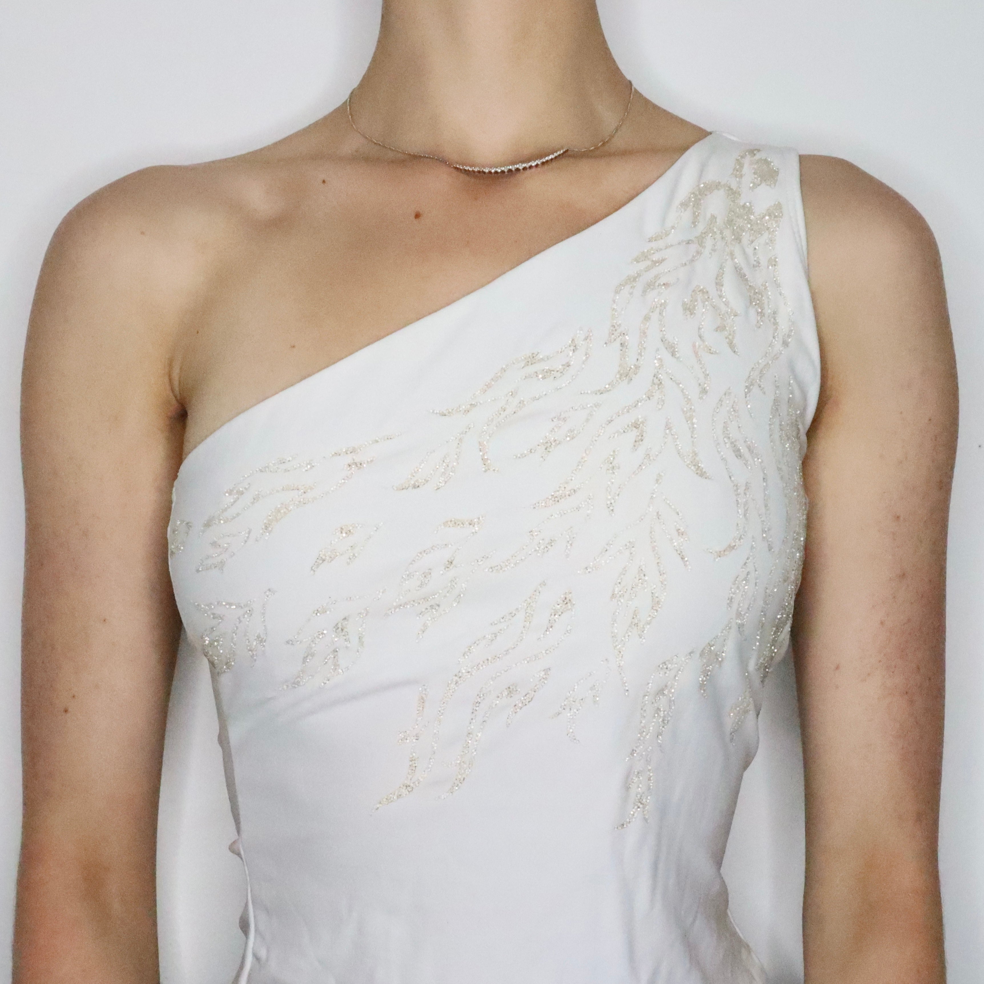 White Flames One Shoulder Top (Small)