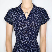 Navy Floral Maxi Dress (Medium) 