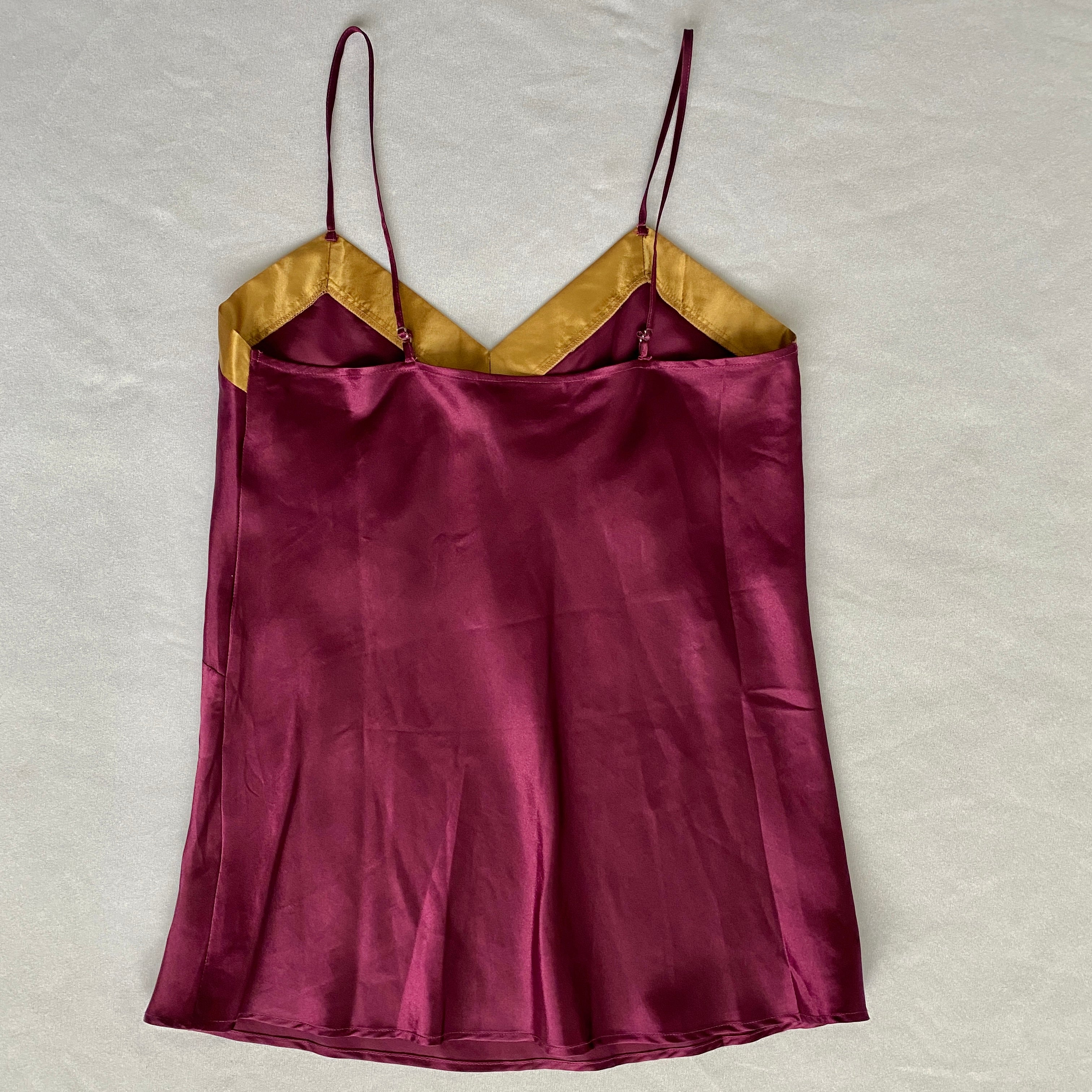 Satin plum / gold trim cami