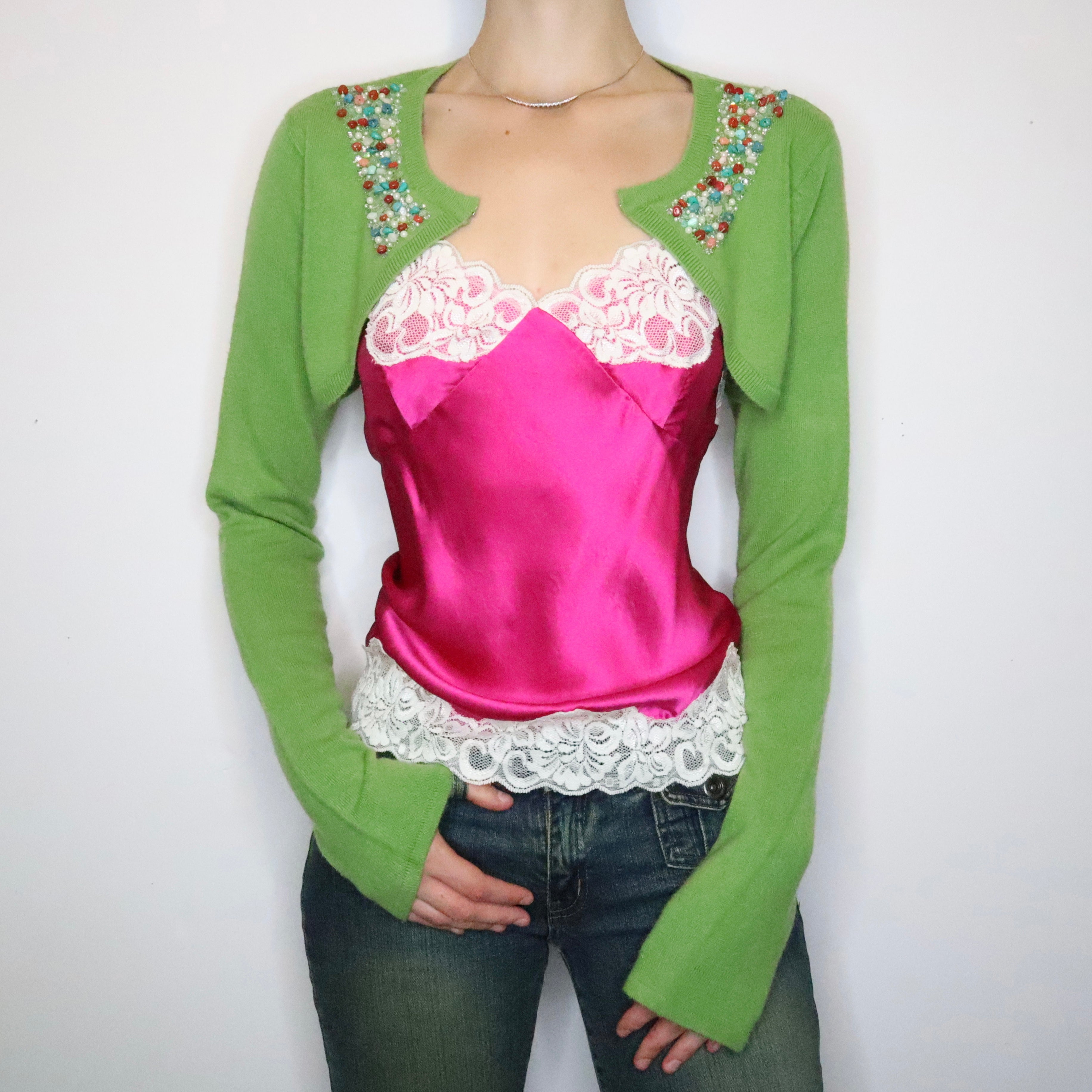 Green Beaded Bolero (Large)