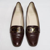 Brown Leather Heeled Loafers (7 US)