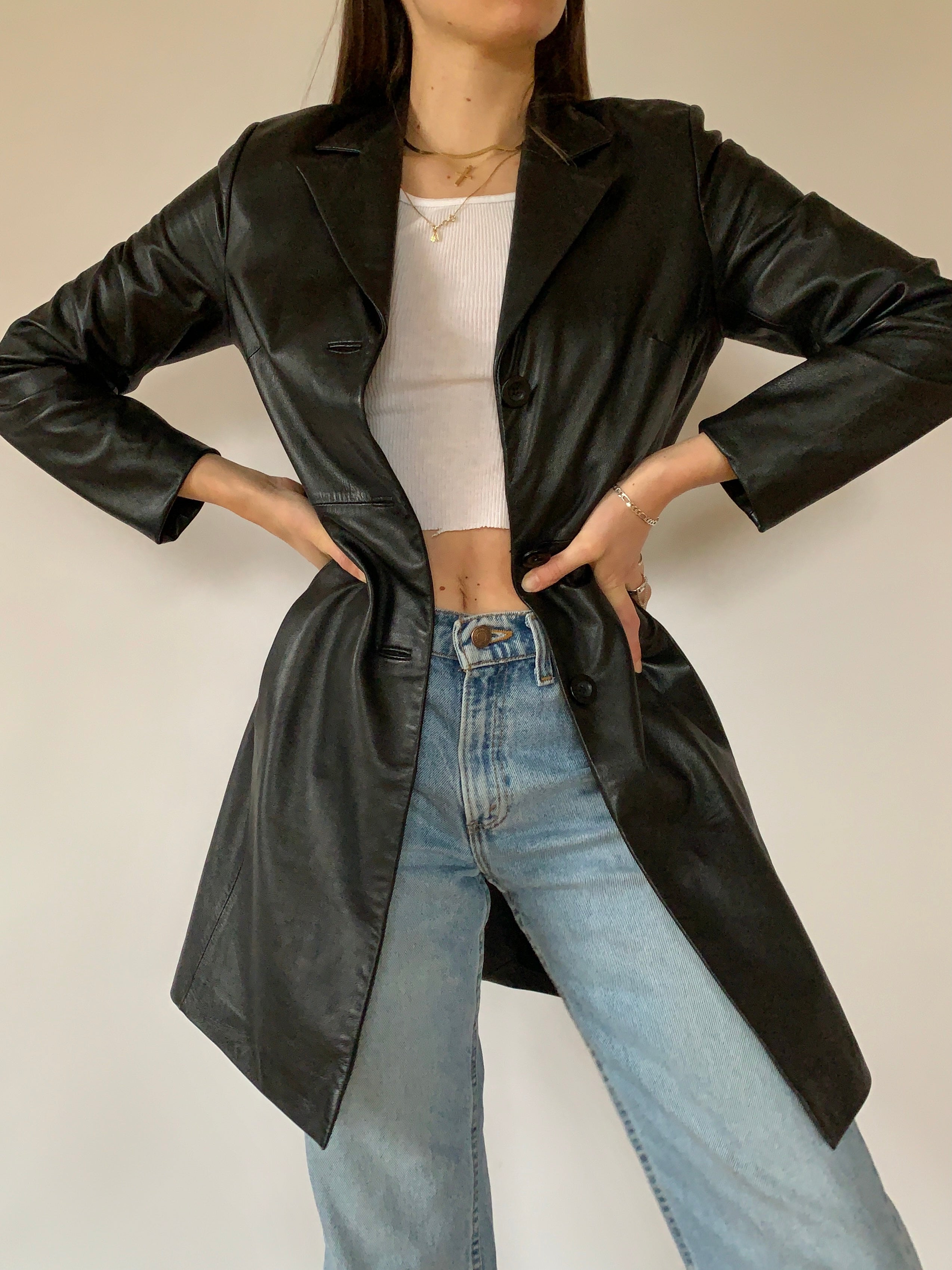 Y2K Leather Trench