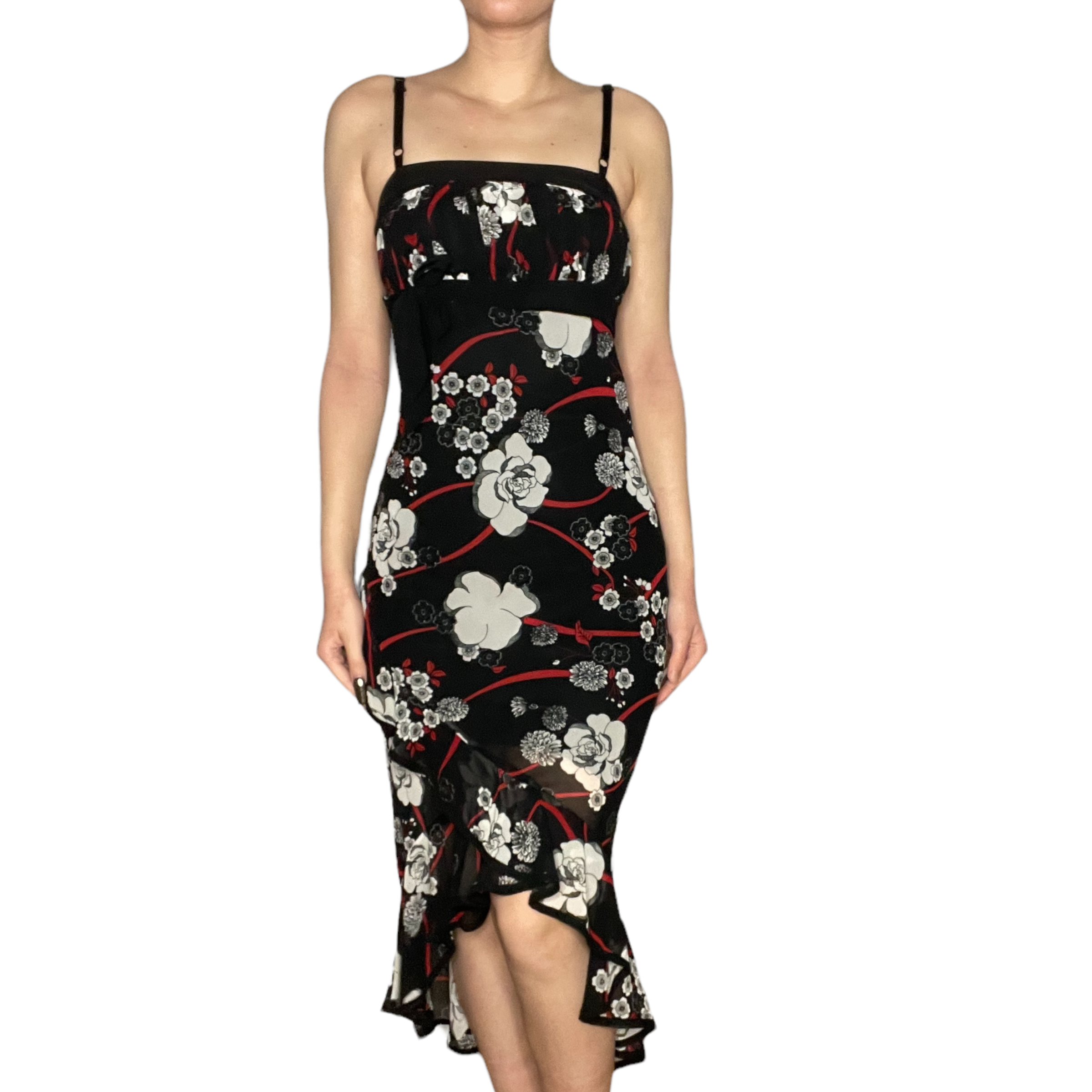 Black and red floral dress