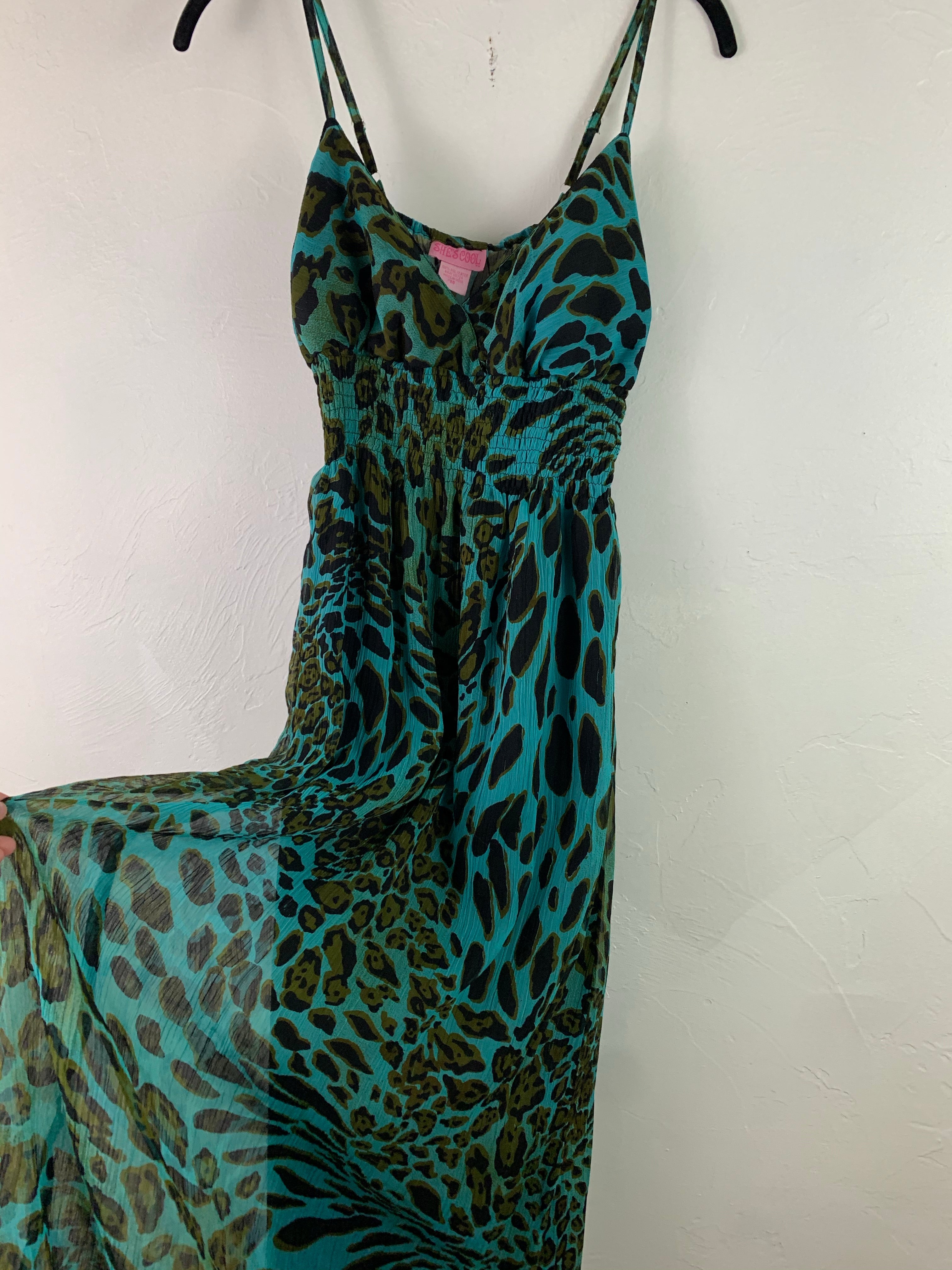 She’s cool teal print maxi