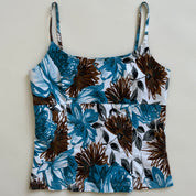 Y2k teal floral corset cami