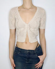 Beige Crochet Cardigan (XS-S)