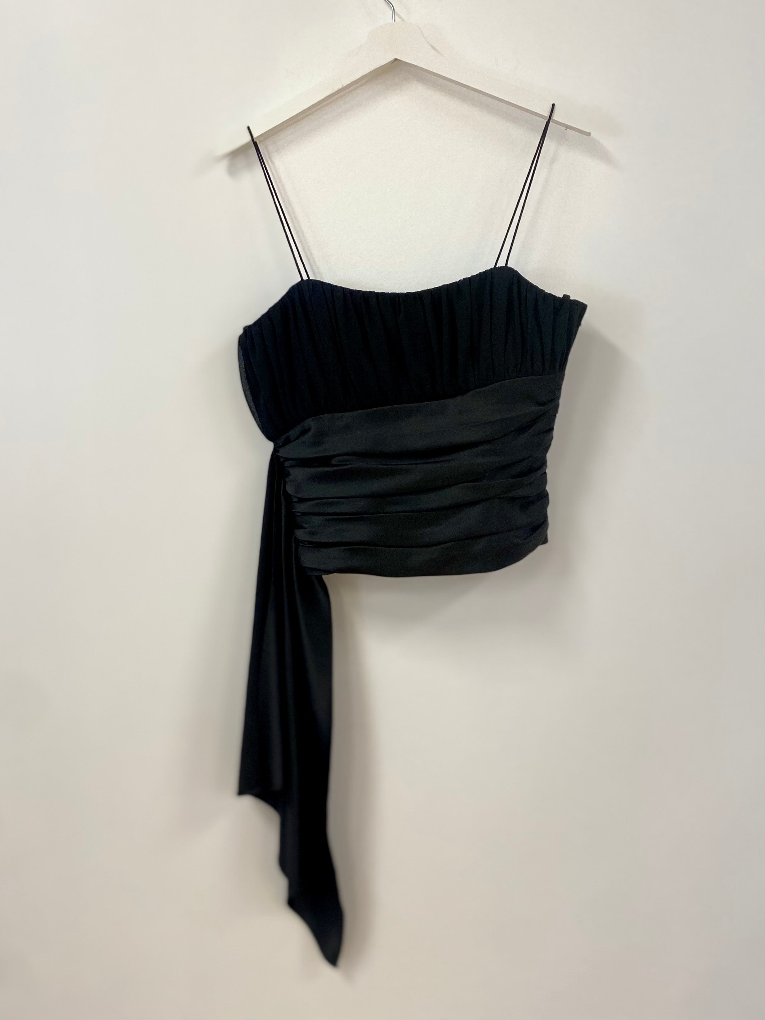 Black Satin Sash Top
