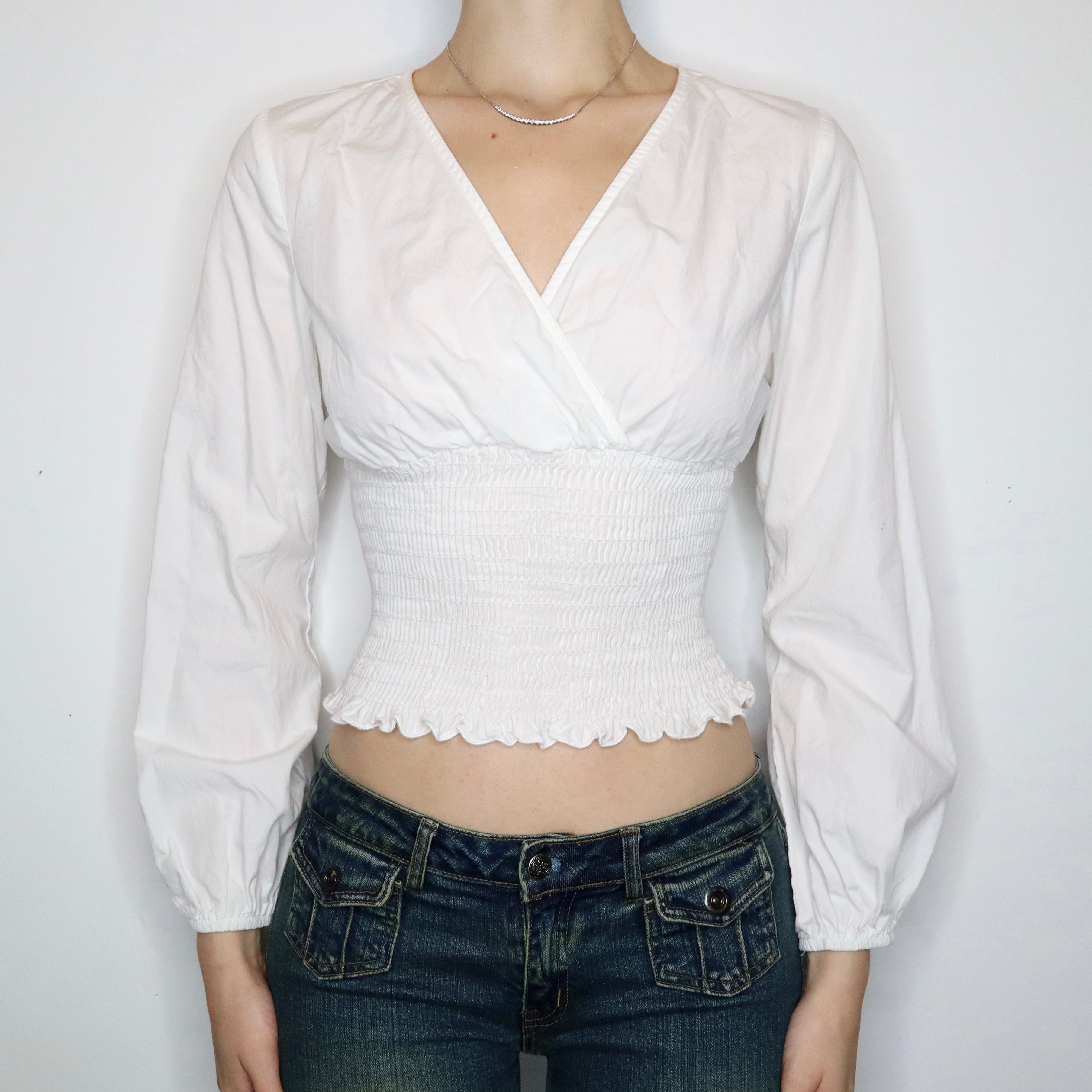 White Puff Sleeve Blouse (S-M)
