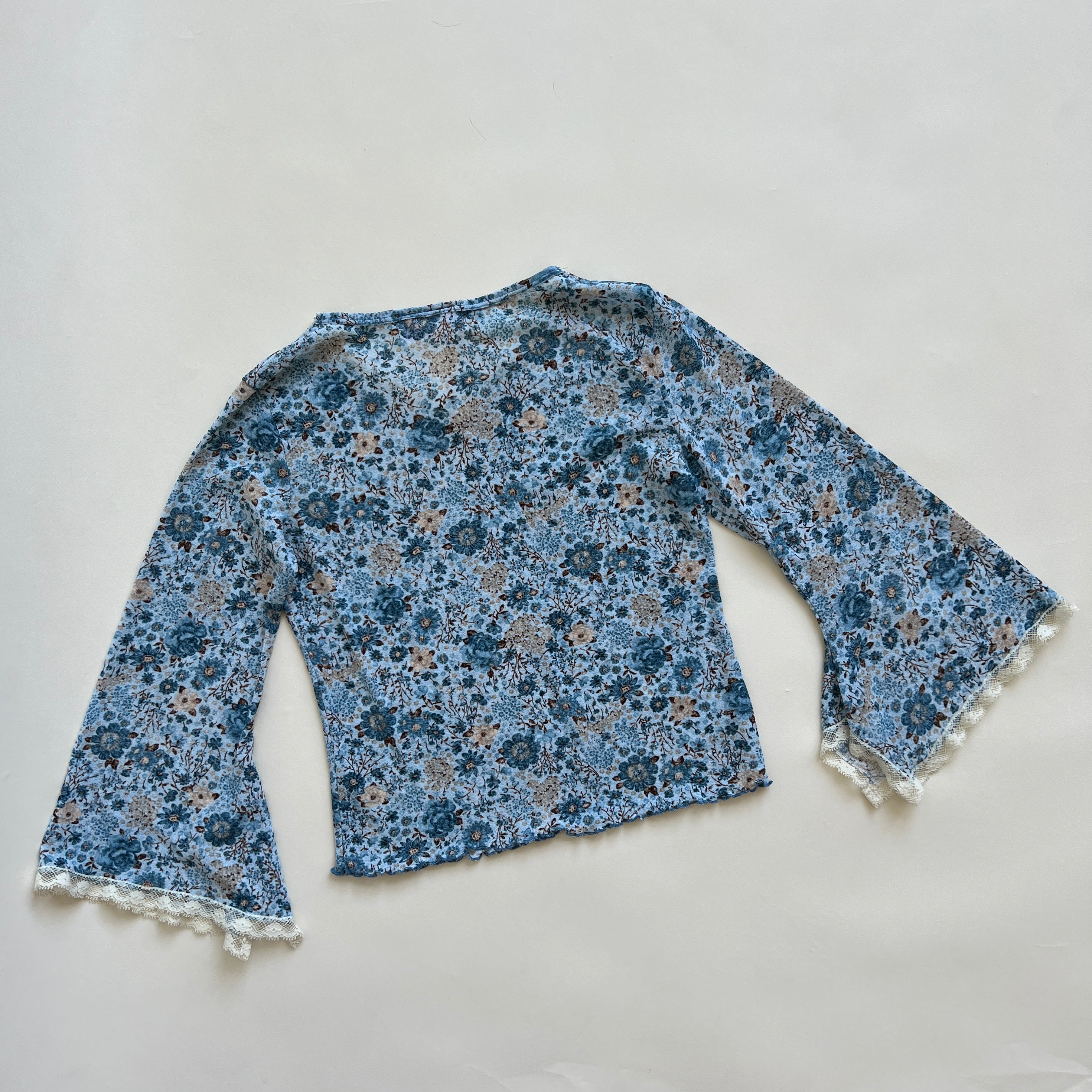 00s blue floral top