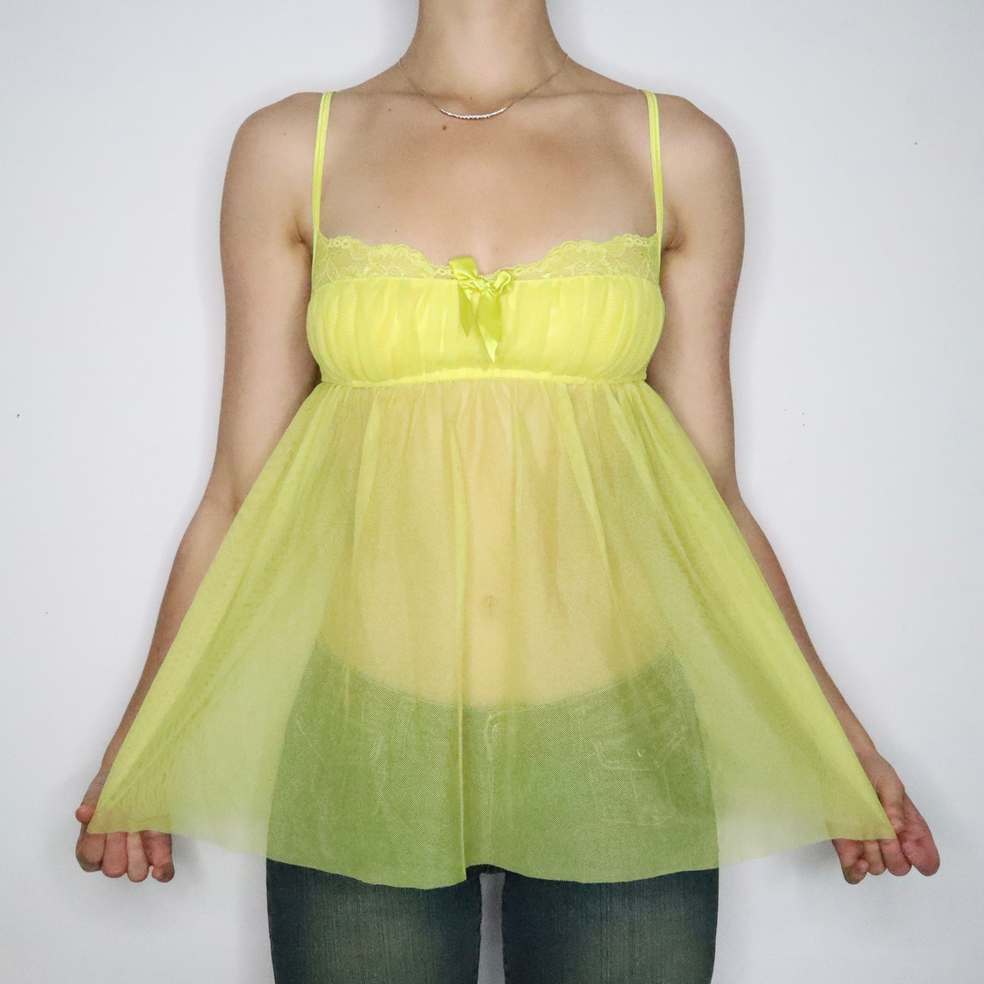 Fluorescent Yellow Babydoll Top (S-M)