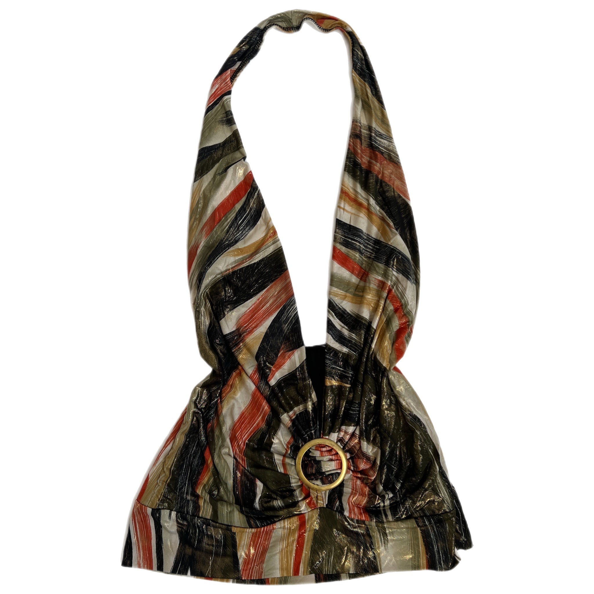 00s Metallic halter dress