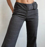 00s wide belt plaid pants