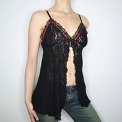 Black Mesh Babydoll Top (Medium)