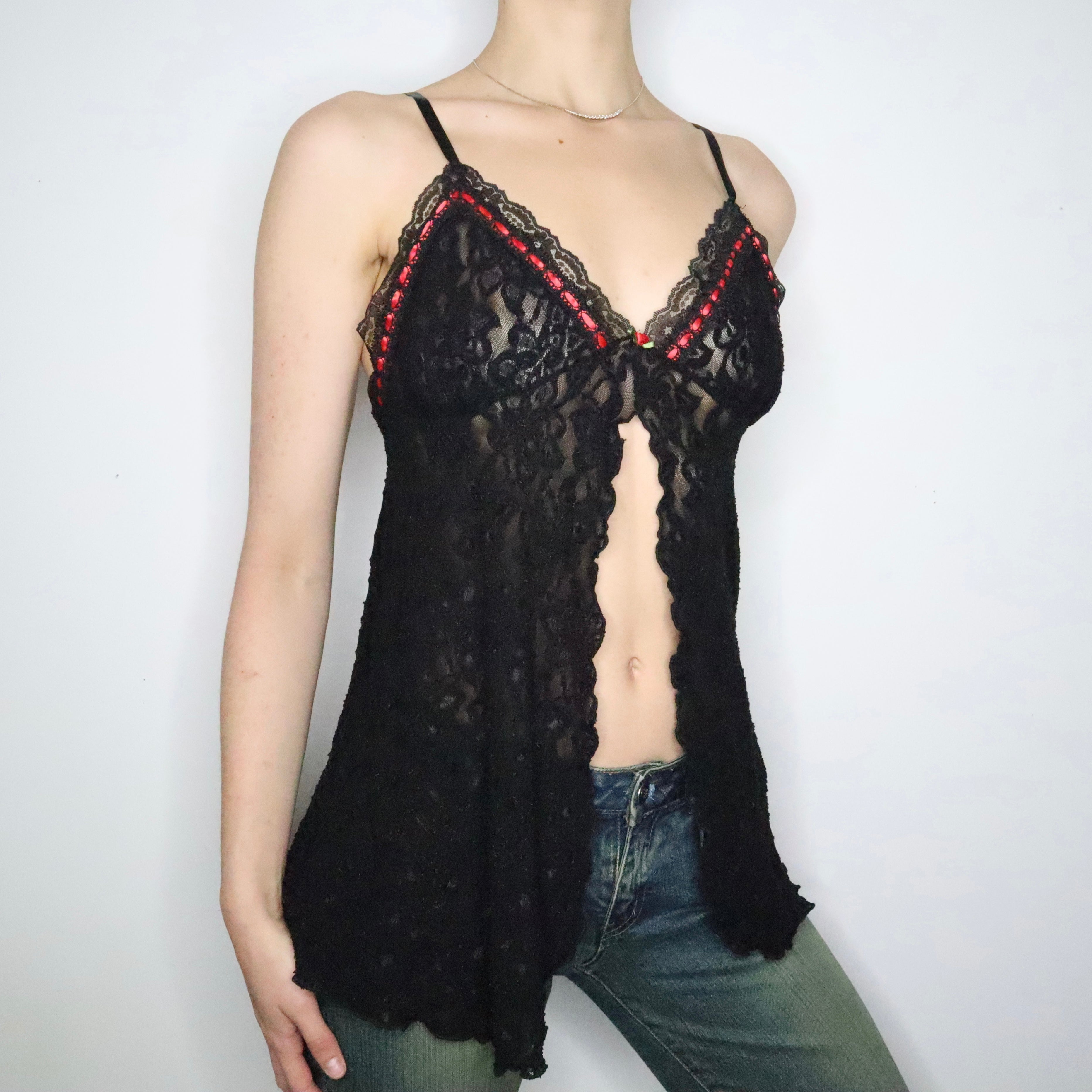 Black Mesh Babydoll Top (Medium)
