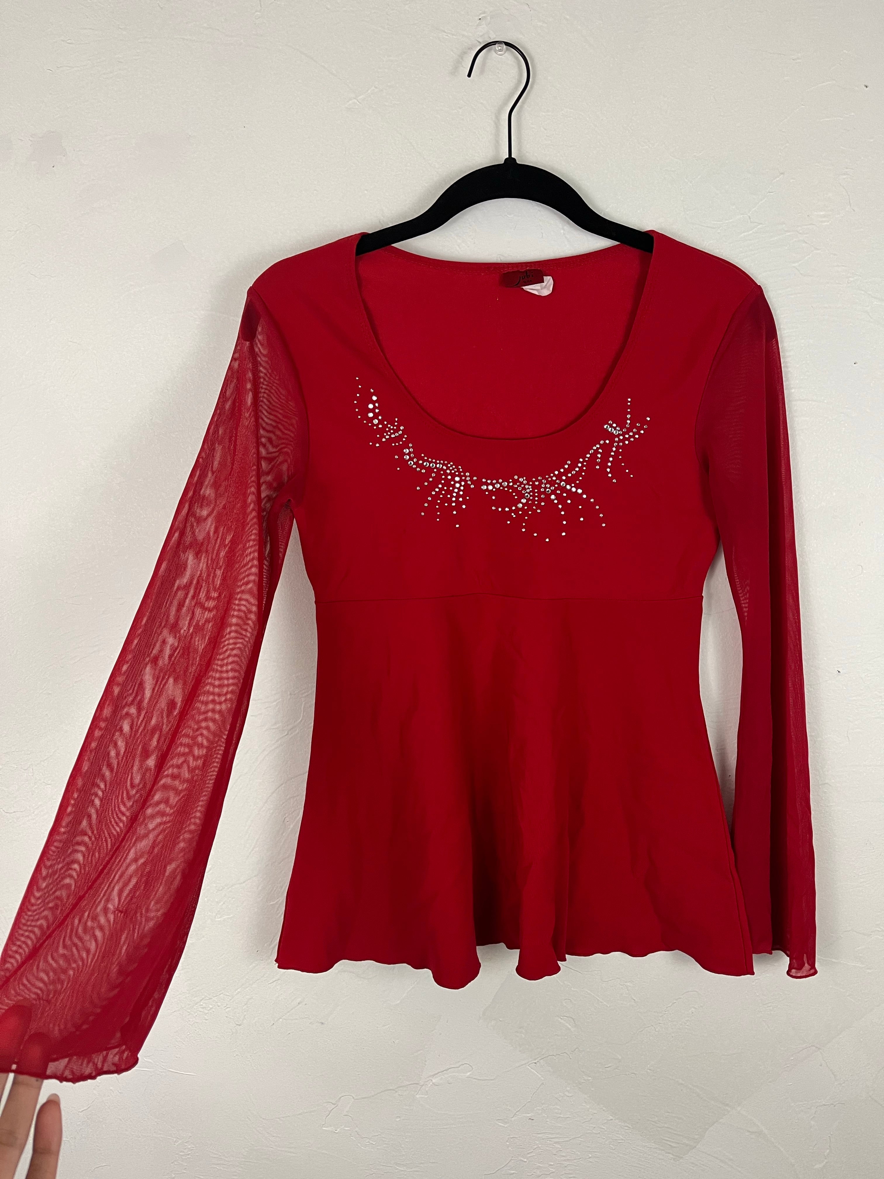 Y2K ruby mesh top