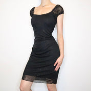 Black Glitter Milkmaid Dress (M-L)