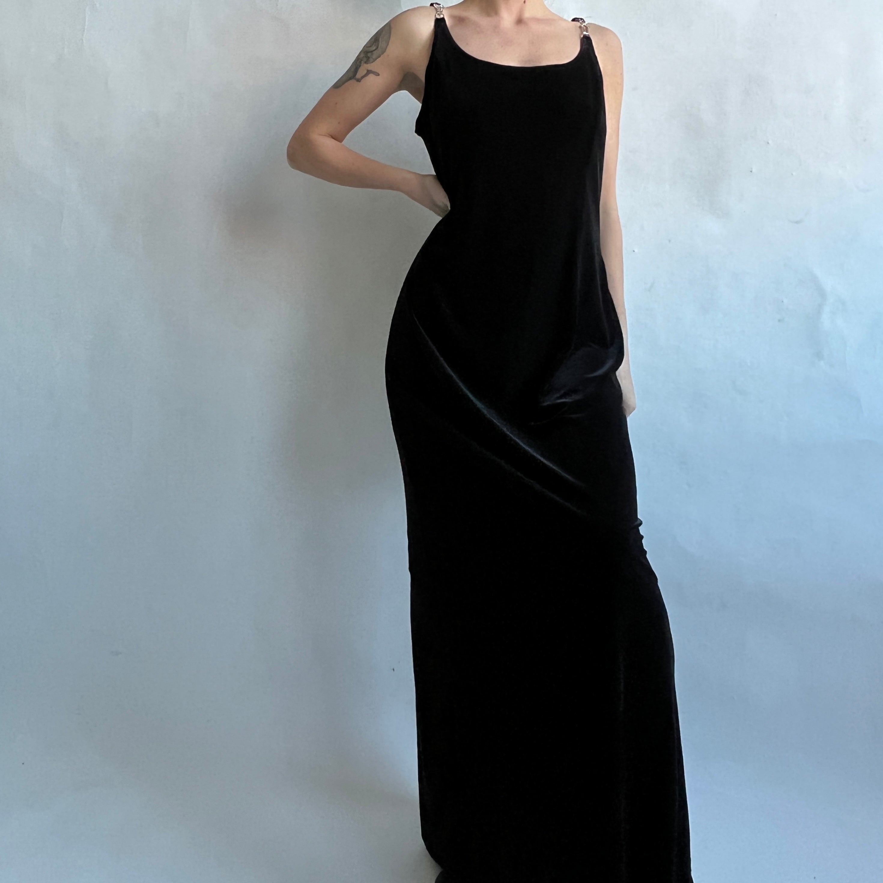 90s black velvet maxi gem straps
