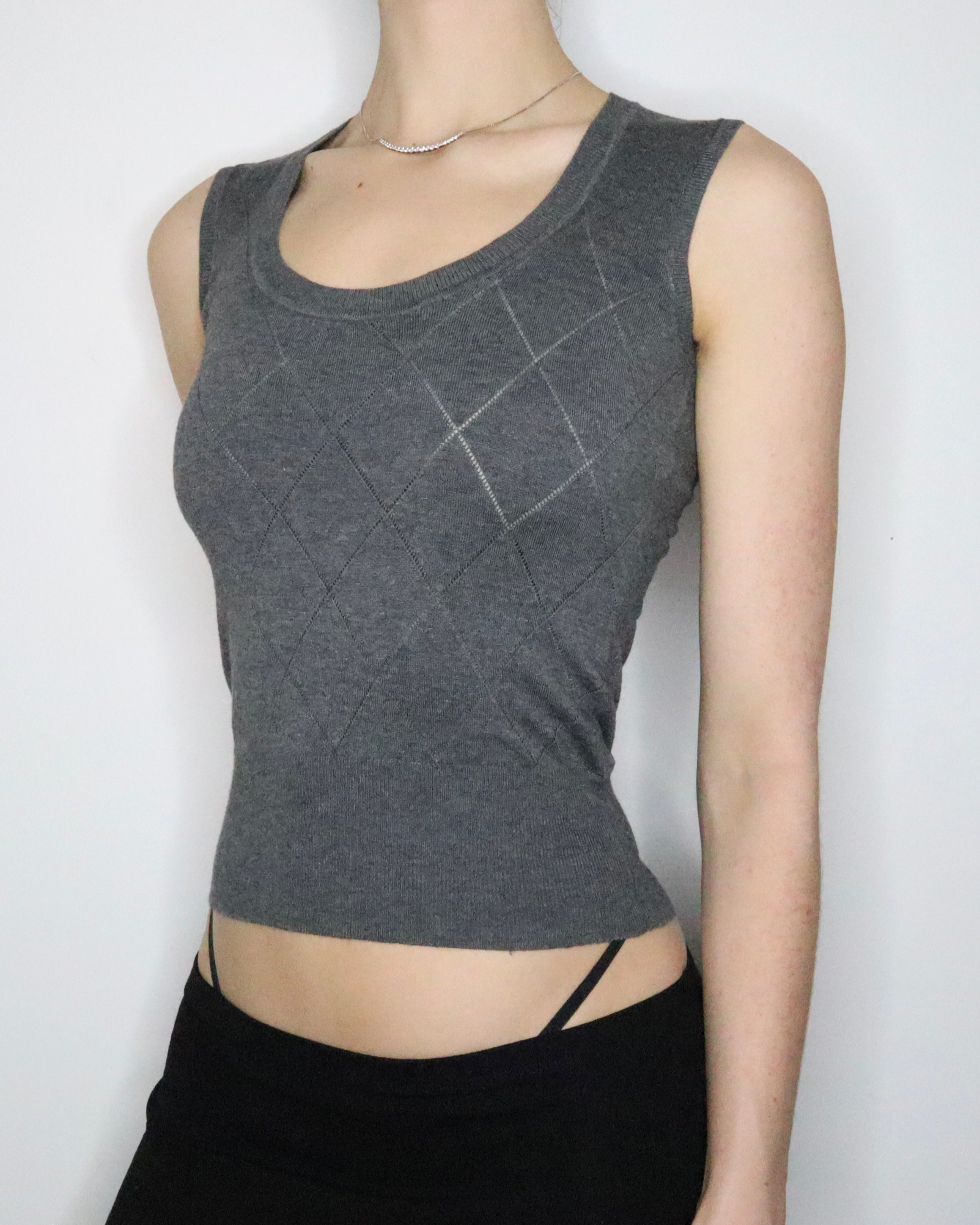 Gray Knit Tank Top (XS-S) 