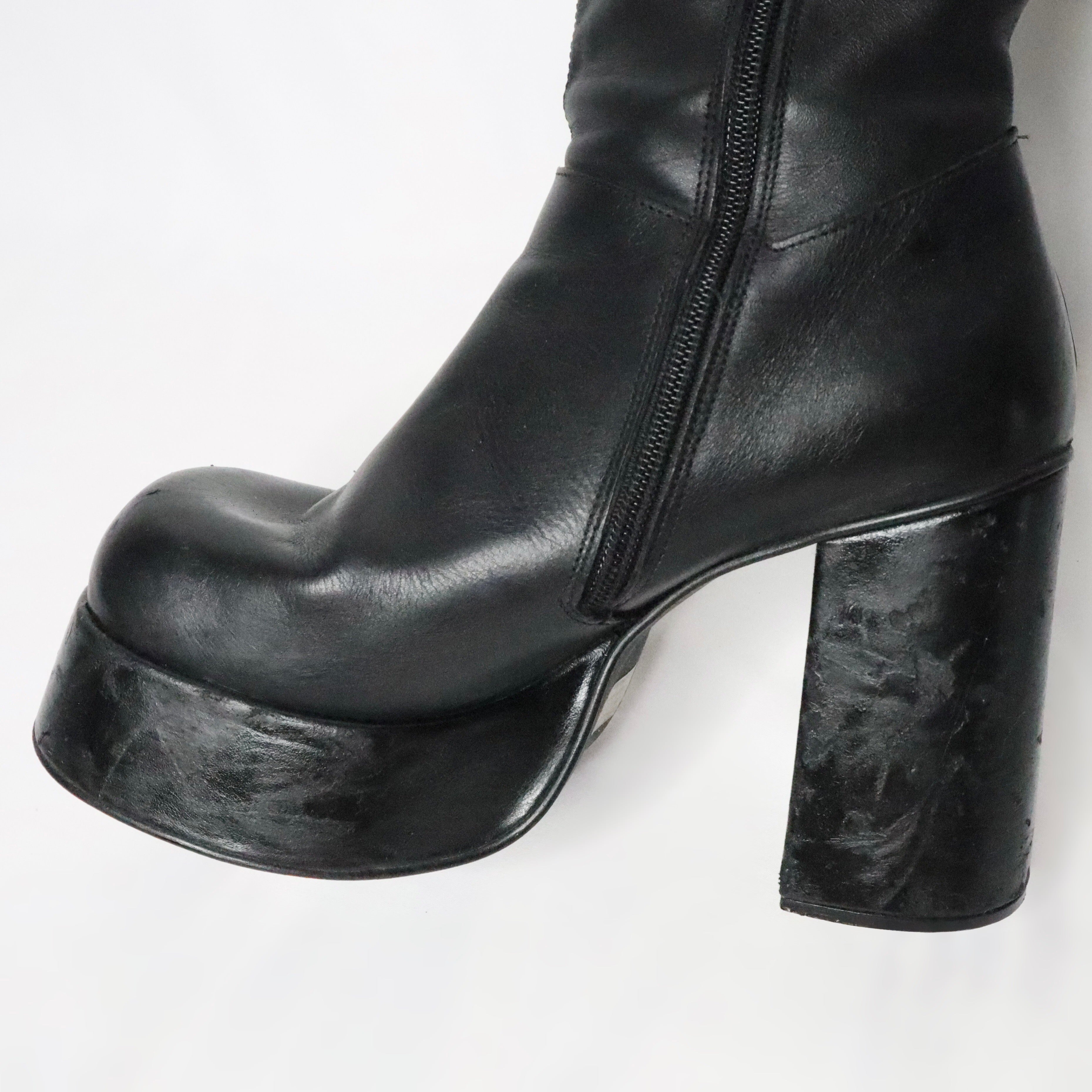 Black Leather Platform Boots (8.5 US/39 EU)