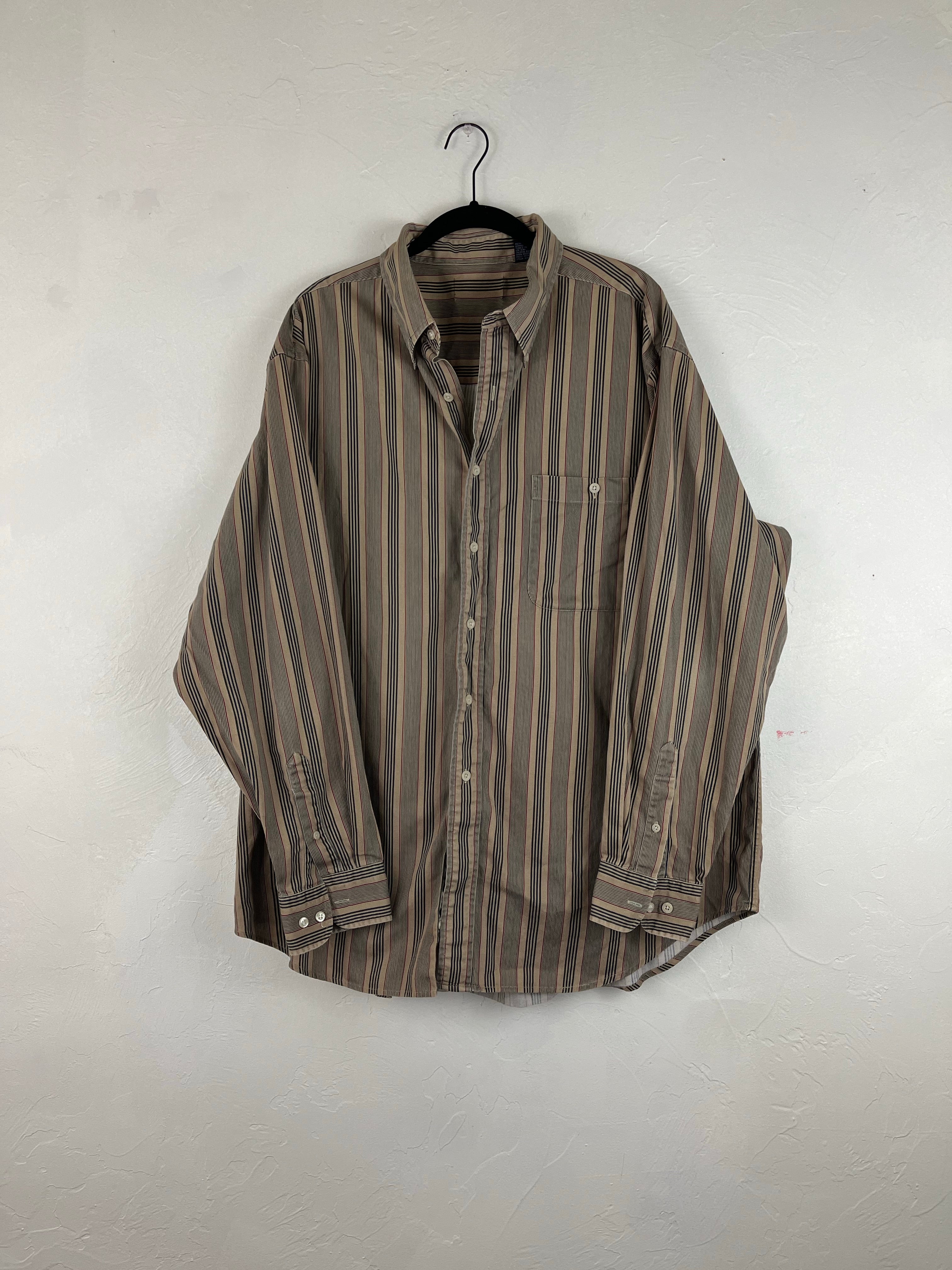 Sand stripped button up 2XL