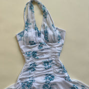 Y2k floral glitter halter dress