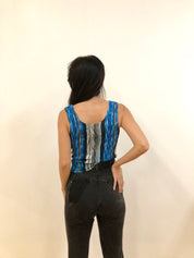 Stretchy Pleated Graphic Tank