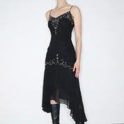 Black Beaded Evening Gown (M-L) 