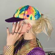 90s Style Rave Tie Dye Velvet Hat