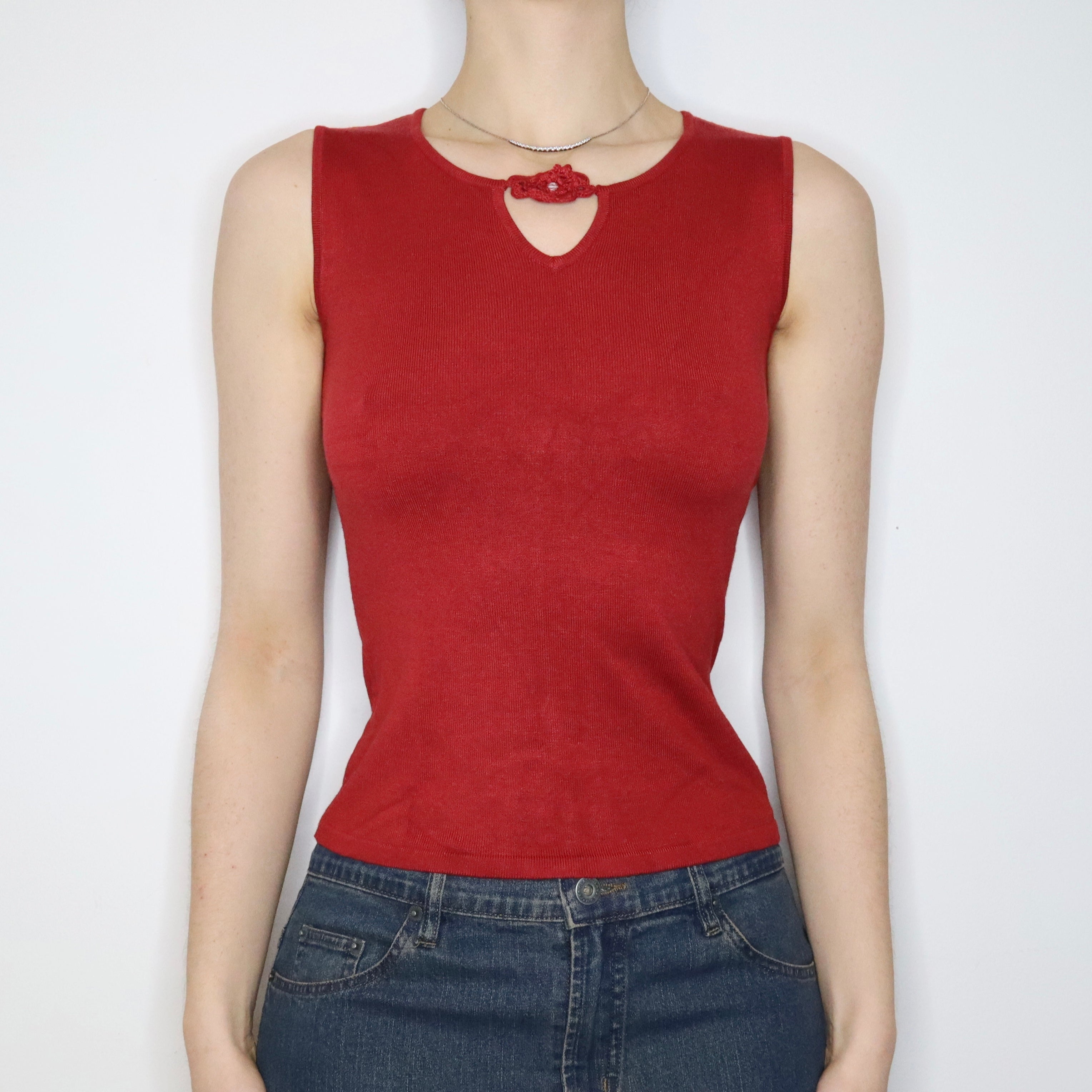 Brick Red Keyhole Tank Top (XS-S) 